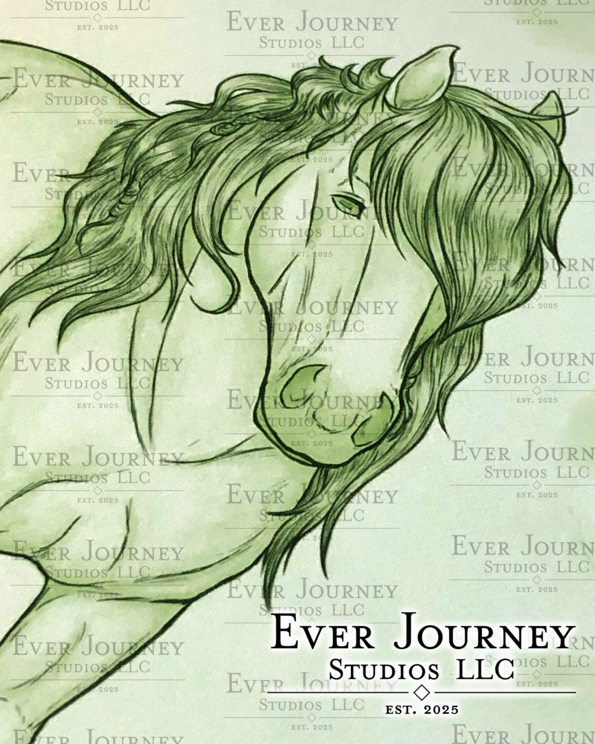 A close-up image of the Nuggle's face, showing detail of the linework. An Ever Journey Studios LLC logo is in the corner.